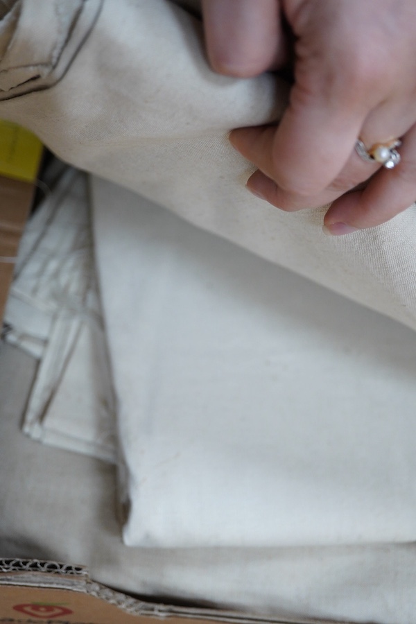 Seven various lengths of French provincial coarse woven linen. Condition - fair